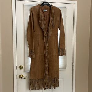 Suede full length western style coat